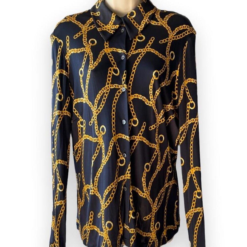 Vintage CELINE Michael Kors Era Gold Chain Print Blouse – Size 44